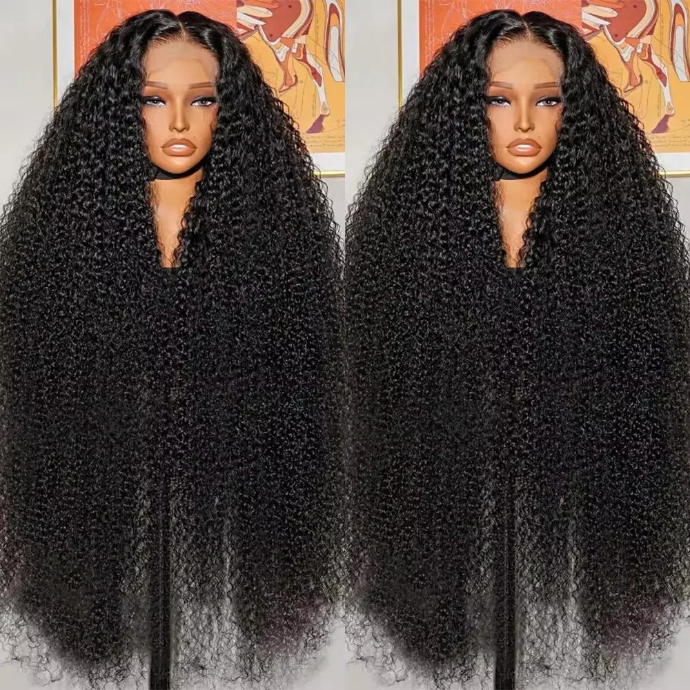 Perruque brésilienne bouclée en cheveux humains naturels, 40 pouces, Loose Deep Wave, avec dentelle