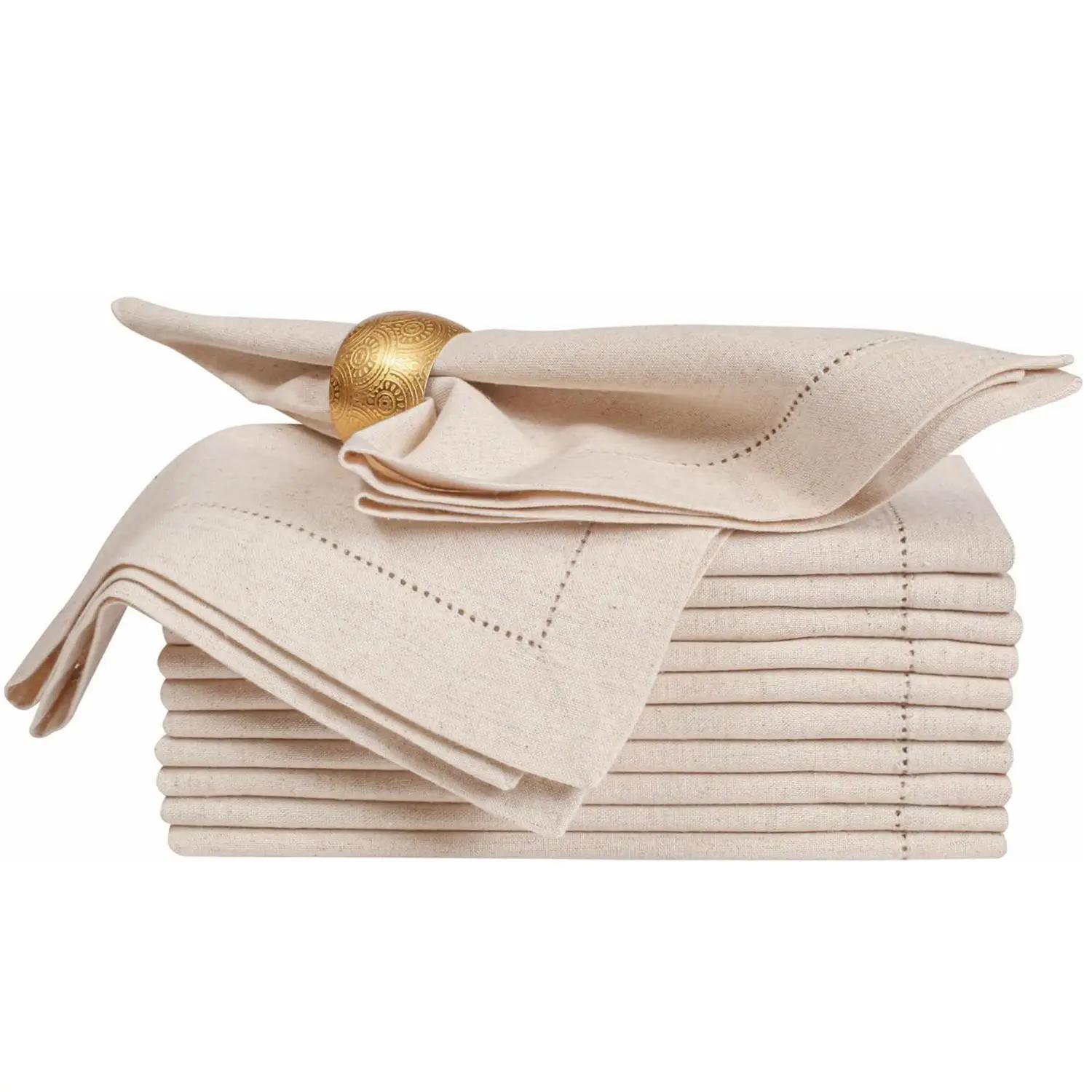 Ensemble de 6 serviettes en lin cousues, serviettes en tissu de noël, couleur naturelle, serviettes