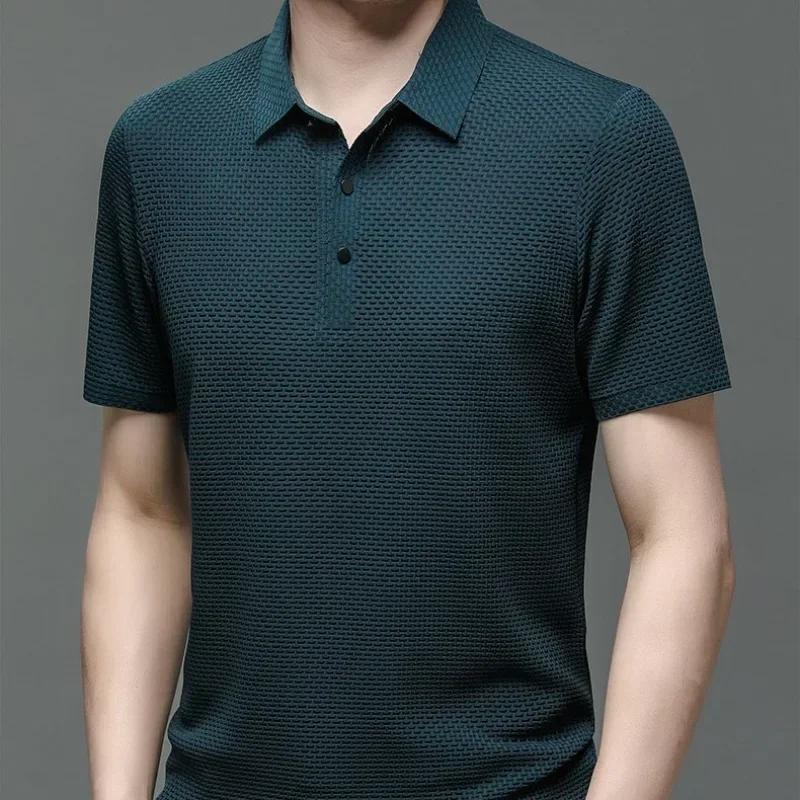Vêtements de marque été nouveau T-shirt à manches courtes pour hommes soie glacée POLO frais et resp