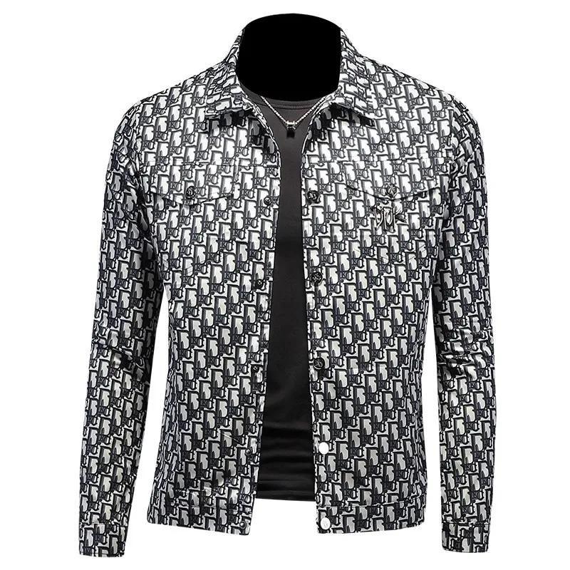 Veste imprimée à carreaux pour hommes, grande taille, col décontracté, vêtements d'extérieur, tendan