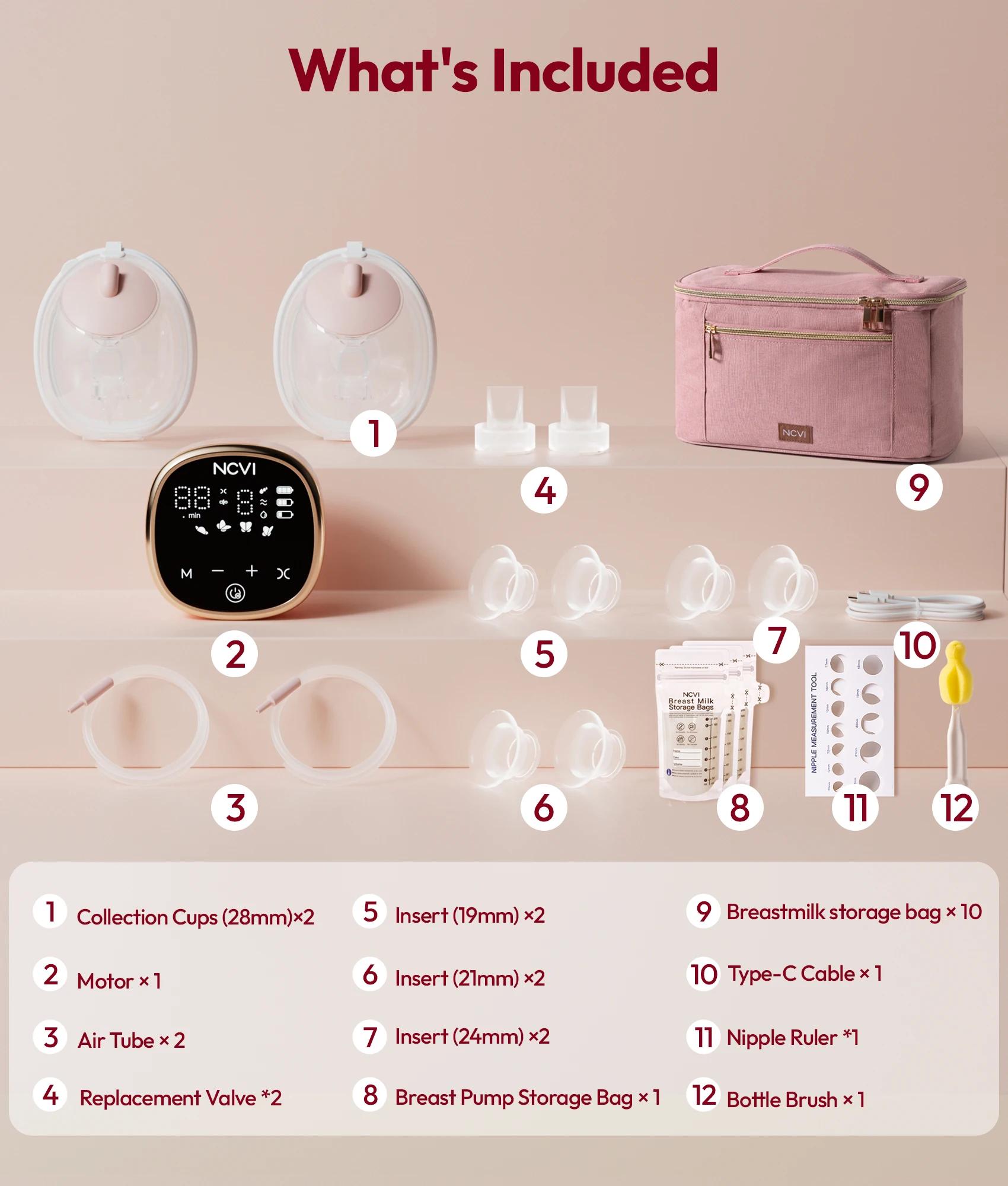 Tire-lait électrique NCVI, avec tasses portables, 4 modes, 9 niveaux, silencieux et rechargeable pou