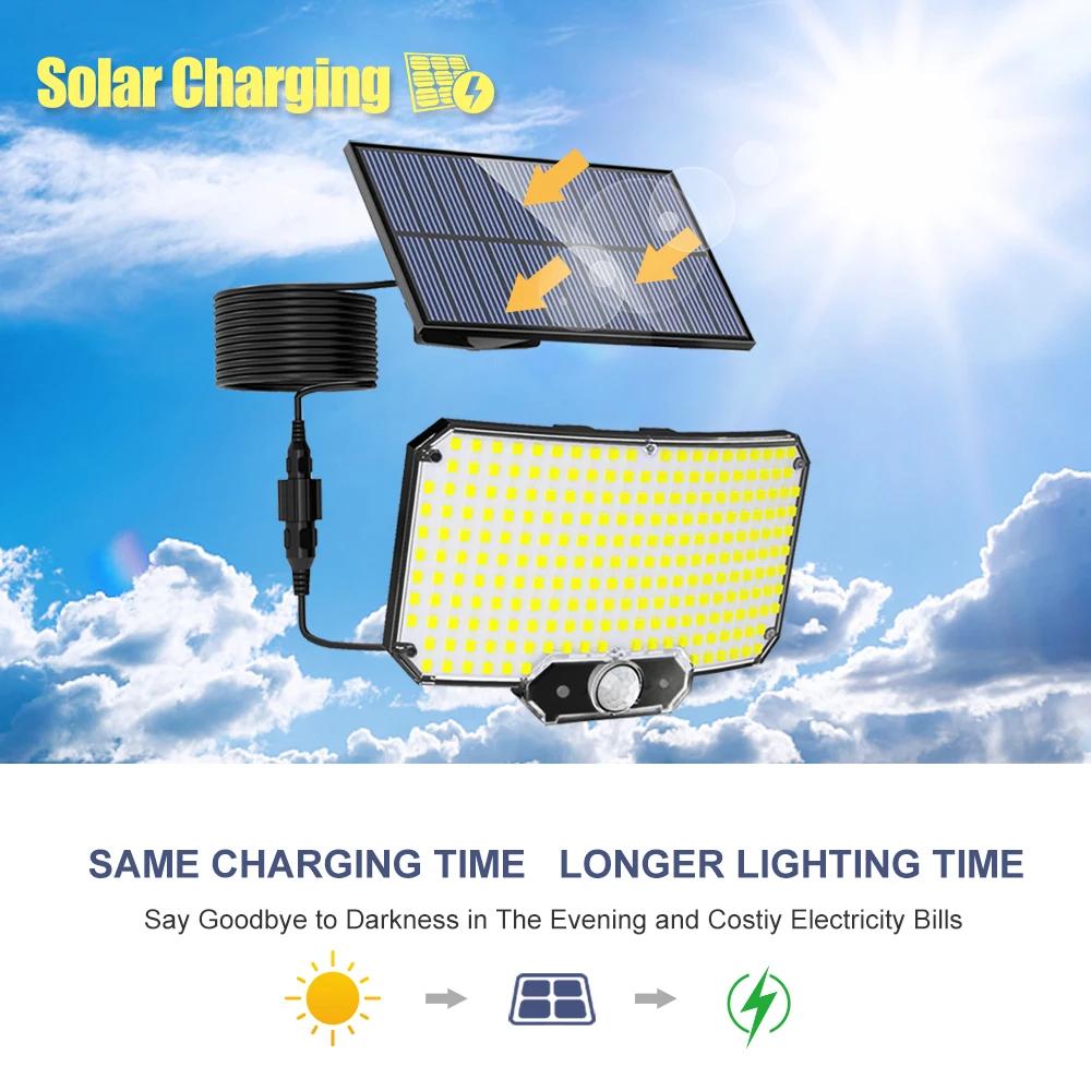 Lampes solaires 234LED lumières de sécurité solaires capteur de mouvement de jardin extérieur 3 Mode