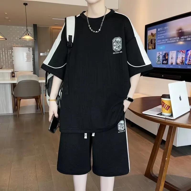 Nouvel ensemble d'été gaufré pour homme TZ60 2026 – Survêtement décontracté 4XL 5XL T-shirt + Short