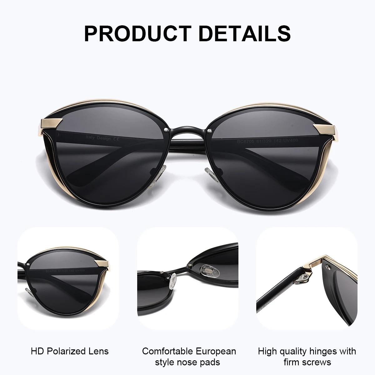 BARCUR Lunettes de soleil exquises de style vacances, montures œil de chat, accessoires de mode rési