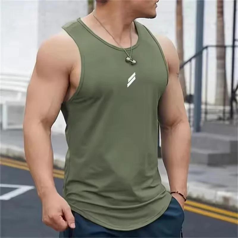 Maillot de corps en maille à col rond pour hommes, débardeur décontracté, gilet d'entraînement à séc
