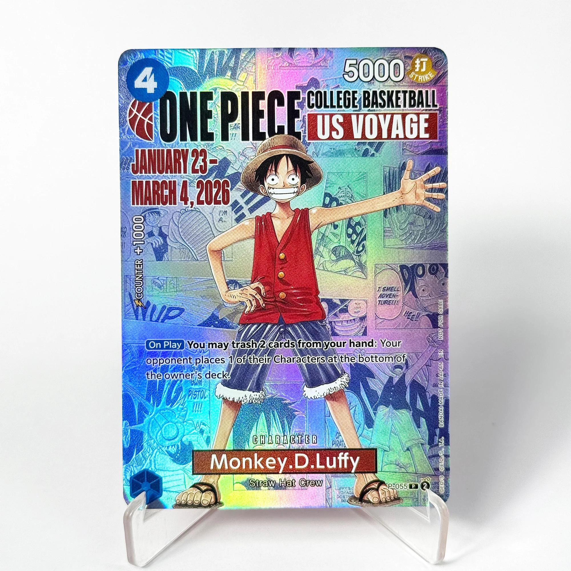 Carte promotionnelle One Piece US College Basketball Luffy, réplique de collection de l'équipage Cha