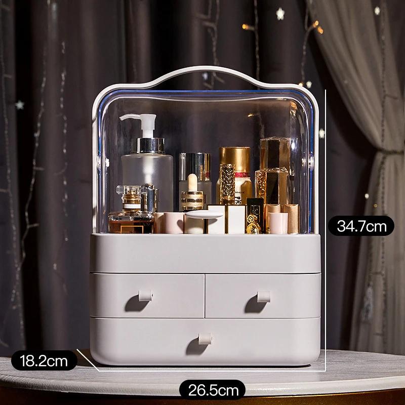 Boîte de réception de cosmétiques, 1 pièce, organisateur de maquillage de bureau anti-poussière avec