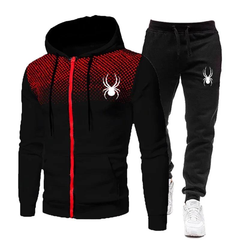 Ensemble de sport et de fitness pour homme, deux pièces, avec sweat à capuche à manches longues à fe