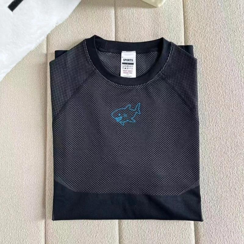 T-shirt de sport pour homme en nylon tricoté, coupe ajustée, séchage rapide, pour fitness, course à
