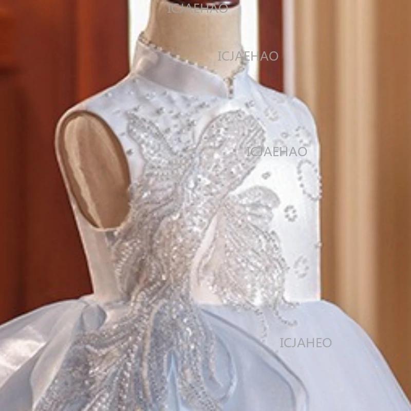 Nouvelle Robe de Soirée pour Enfants 2026, Col Mandarin, Sans Manches, Longue, Élégante, Robe de Pri