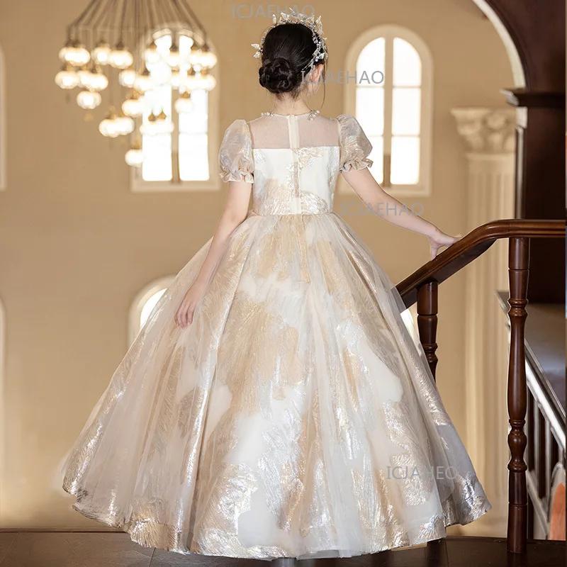 Robe de Princesse Vintage pour Filles 2026, Robe de Soirée Fleurie pour Mariage, Anniversaire, Spect