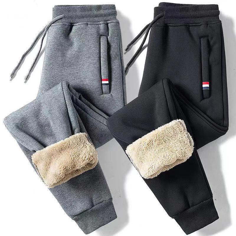 Hiver laine d'agneau chaud pantalons décontractés hommes Fitness Jogging pantalons de survêtement mâ