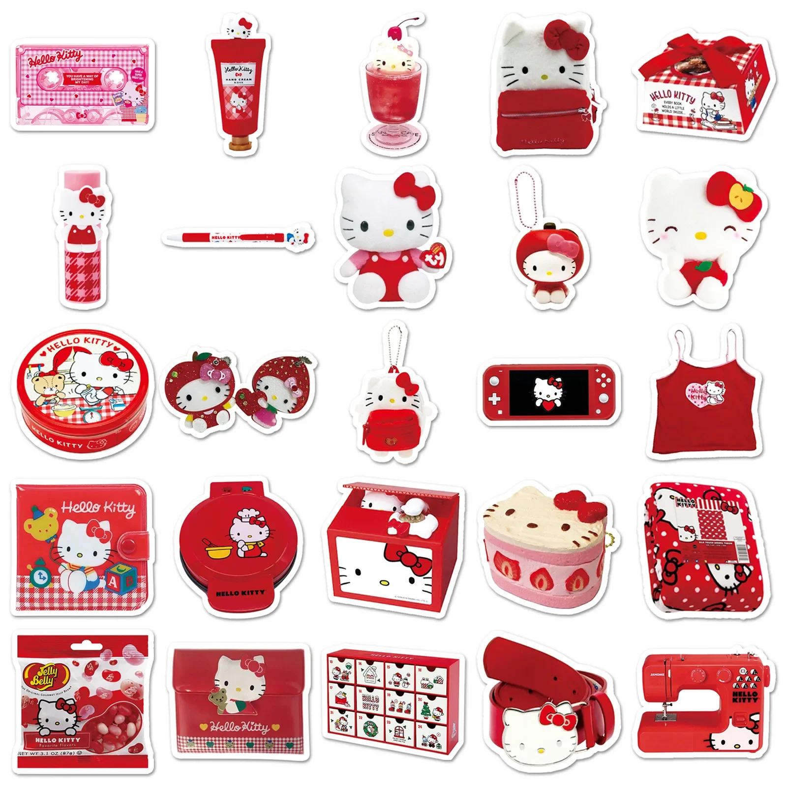 Autocollant de Style INS rouge Hello Kitty, étiquette étanche, dessin animé amusant, Doodle, jouet p