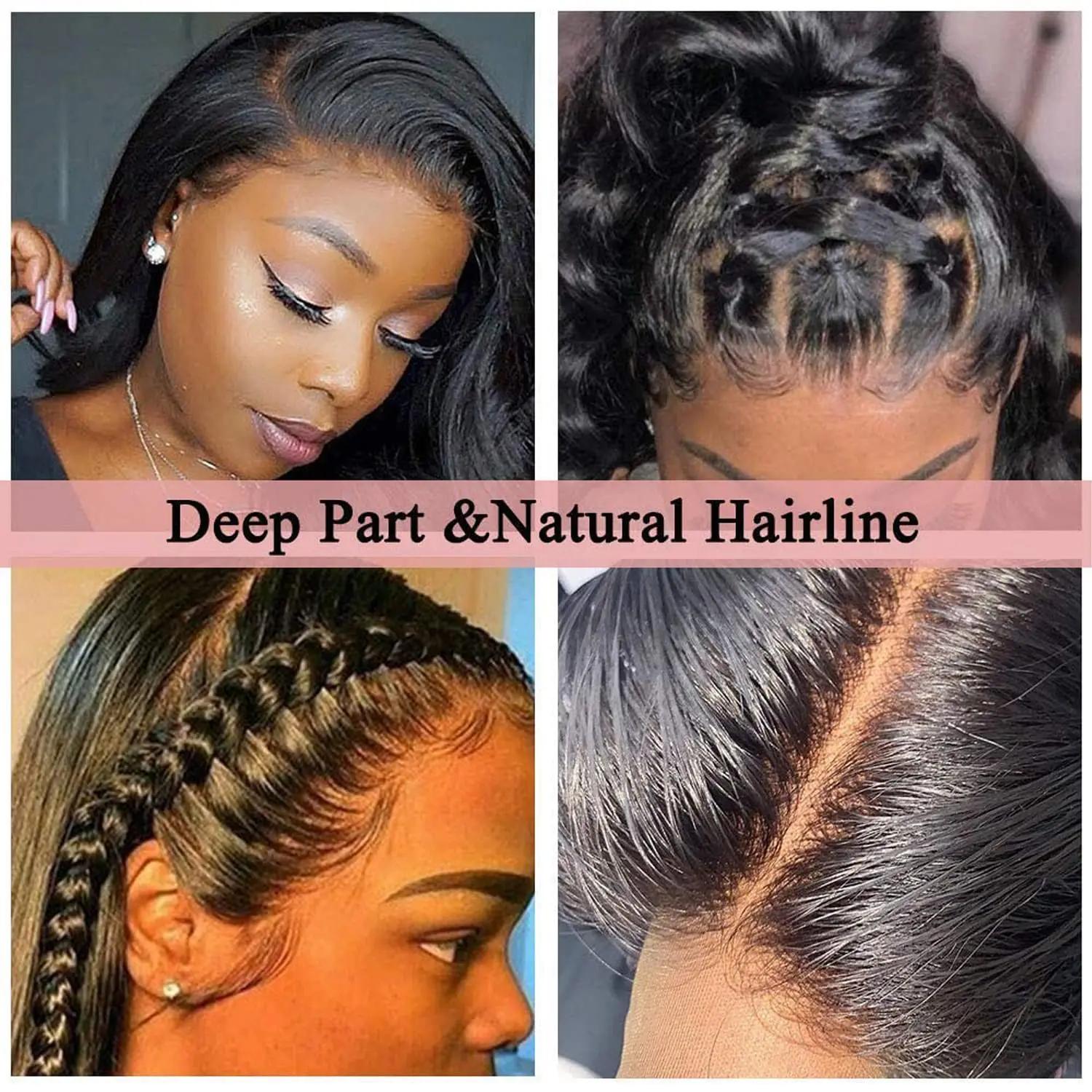 Perruque Lace Front Wig Naturelle Lisse, Cheveux Humains, 13x6, 13x4, 360 HD, 5x5, 6x4, 4x4, Closure