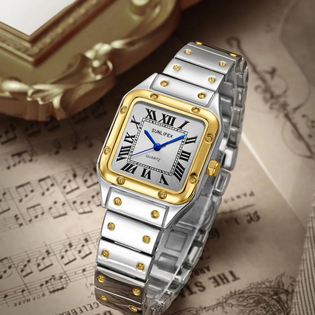 Carré femmes montres dames montre à Quartz femme montre-bracelet en acier inoxydable bracelet en bam