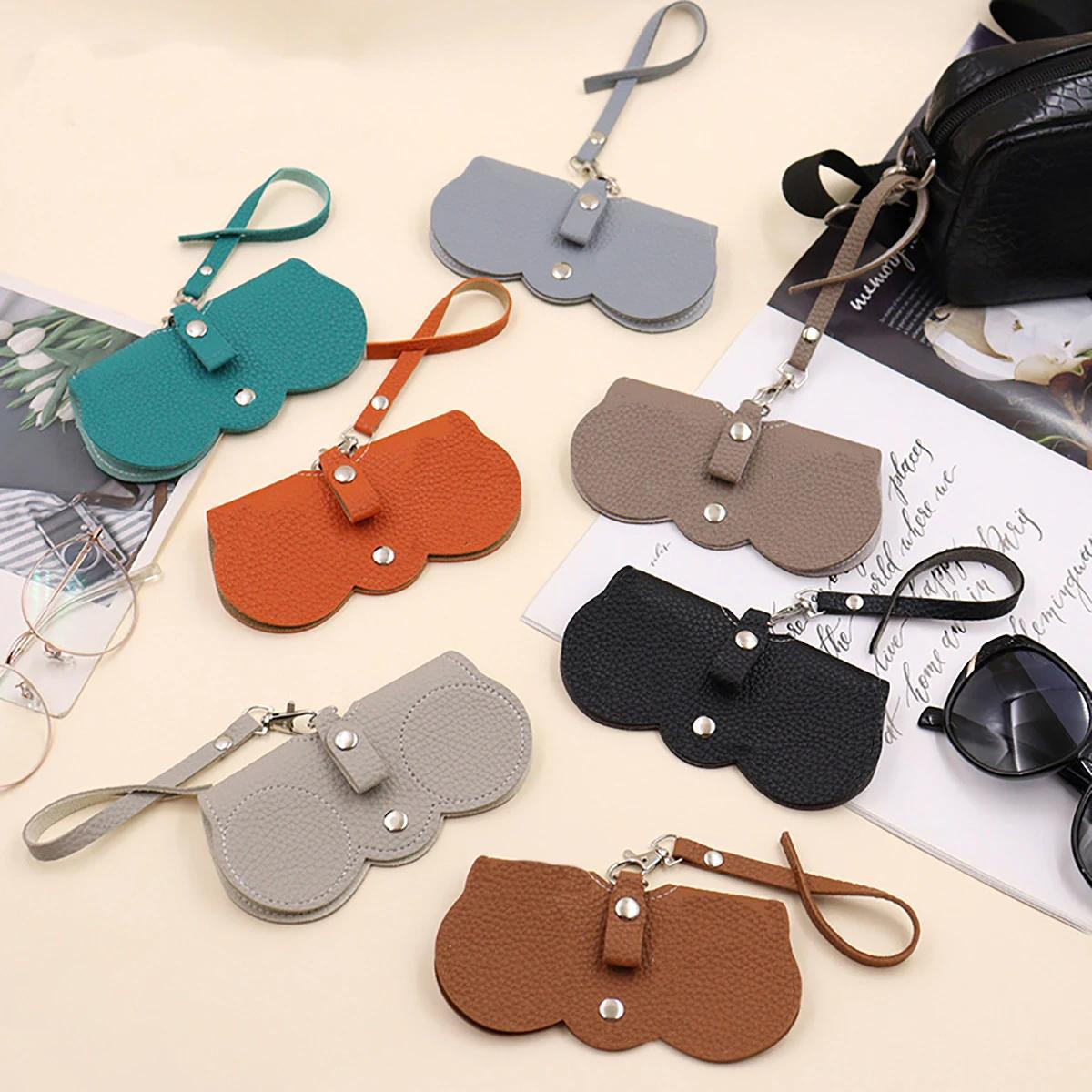 Housse de lunettes en relief Litchi, 1 pièce, jolie pochette suspendue en cuir PU pour lunettes de s