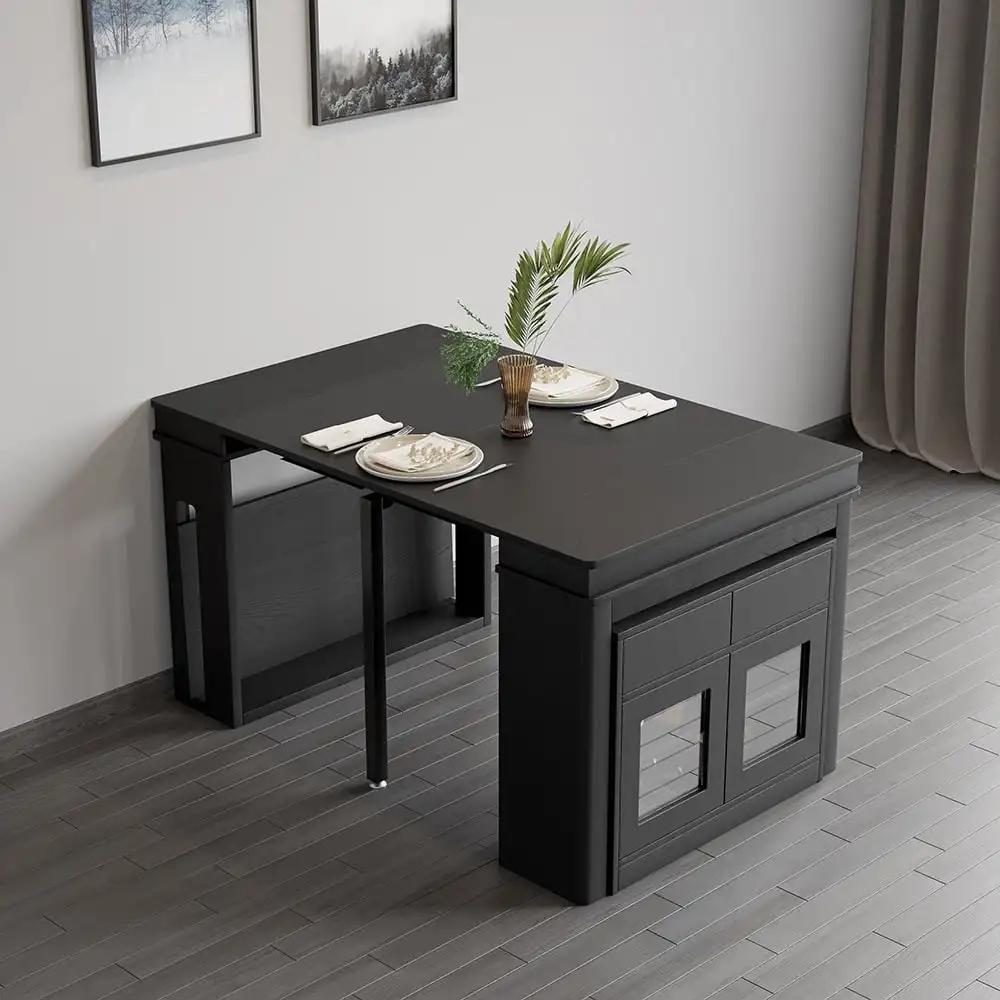 Buffet rectangulaire avec rangement, table à manger extensible moderne