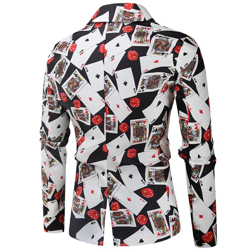 Hommes Blazer Veste manteaux cartes à jouer Poker impression 3D Robe De soirée Costume Homme De Luxe