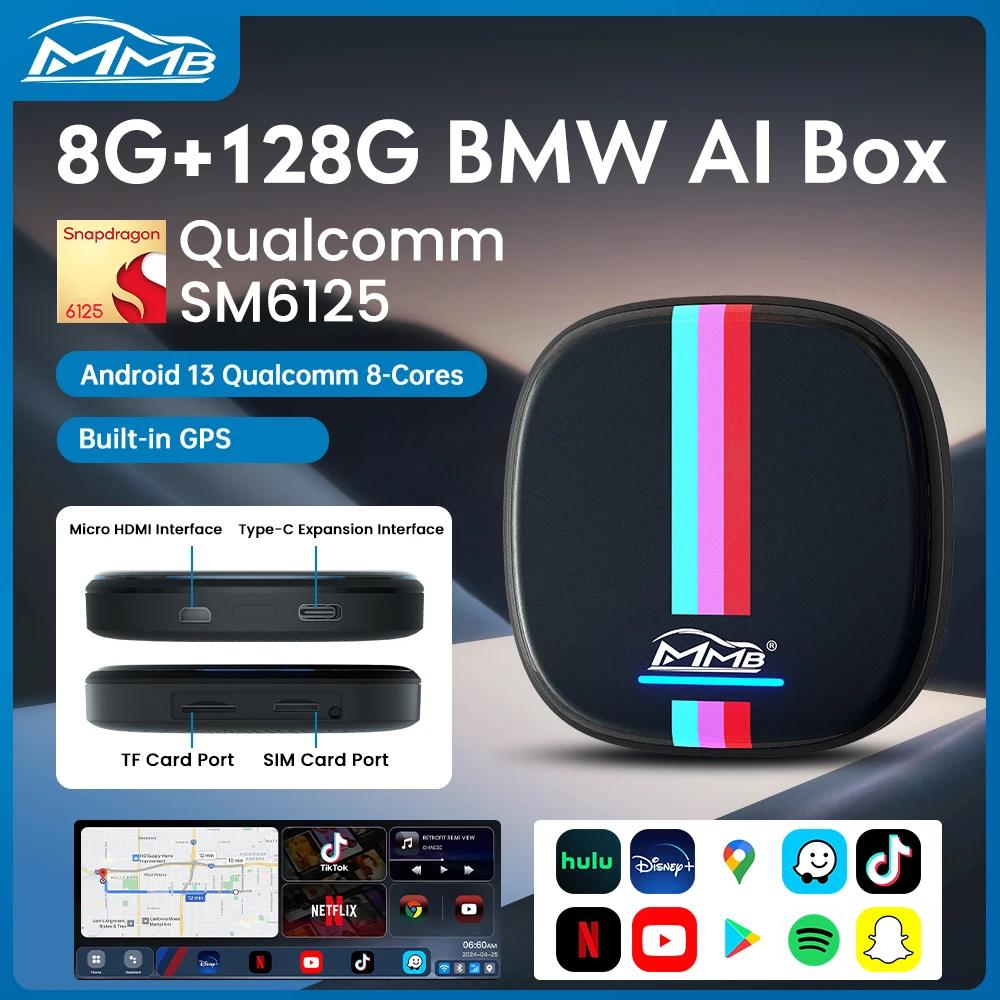 MMB MAX Android 13 CarPlay Ai Box 8 + 128G QCM6125 8 cœurs Netflix et Youtube GPS 4G LTE pour BMW ID