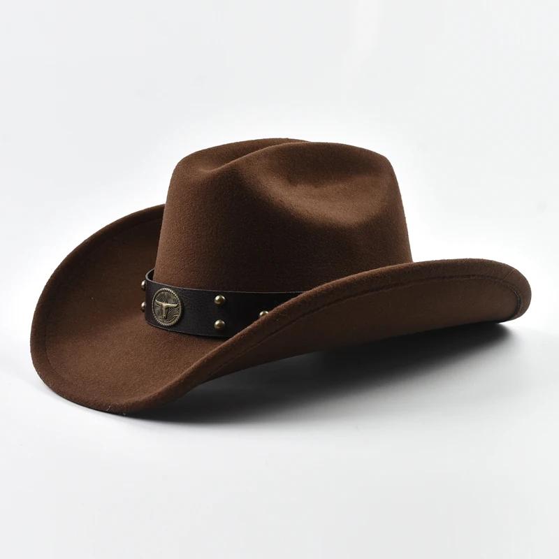 Hommes femmes Vintage grand bord Western Cowboy chapeau Gentleman Cowgirl Jazz chapeau Cloche église