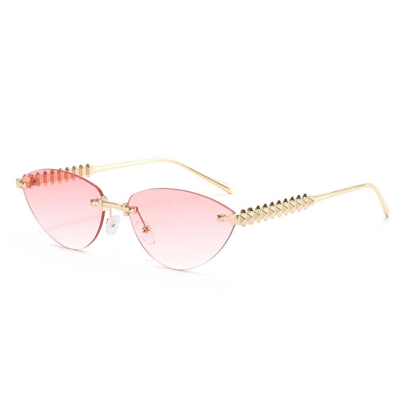 Lunettes de protection sans bords œil de chat Rivet lunettes de soleil femmes marque de luxe ovale d