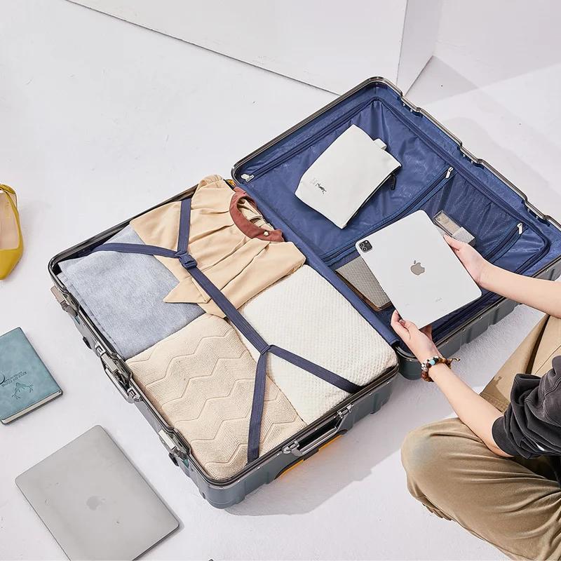 Valise à bagages avec cadre en aluminium de grande capacité, sac de voyage à roulettes, valise à rou
