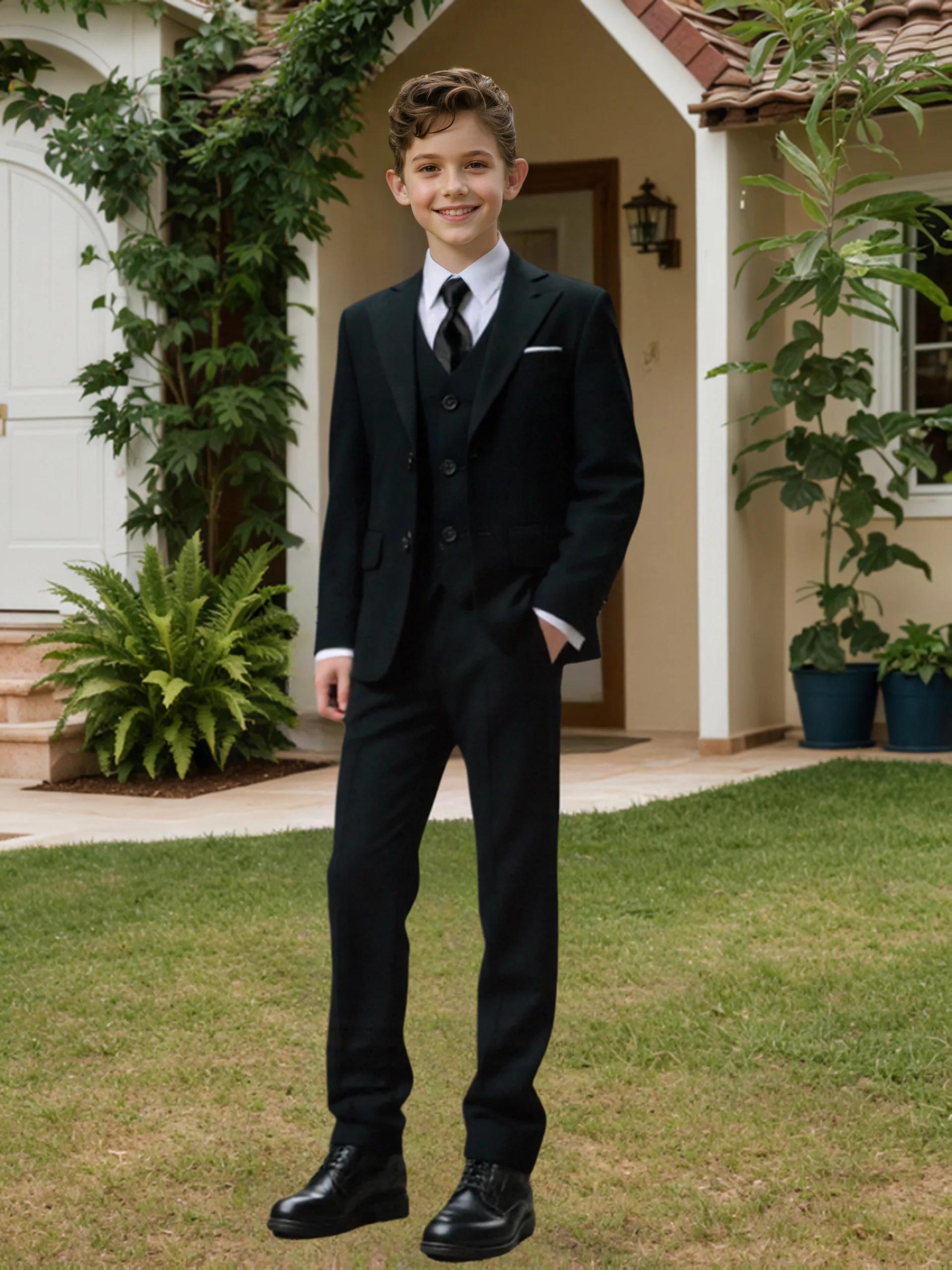 Costumes pour garçons, veste 4 pièces, gilet, pantalon, cravate, robe aléatoire pour adolescents, sp