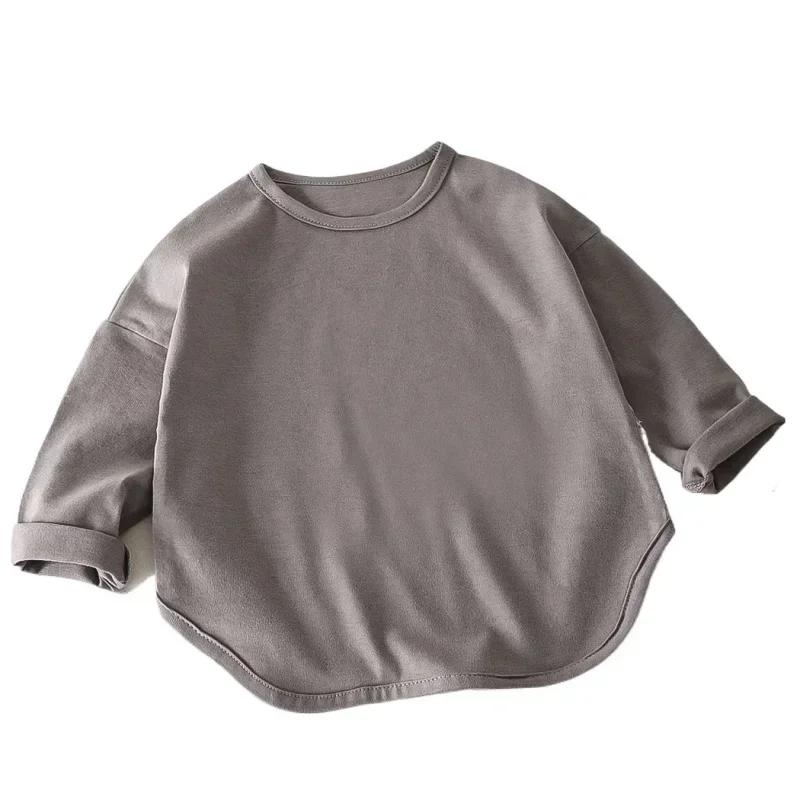 Bébé garçons T-shirt basique à manches longues T-shirts pur coton bébé hauts pour filles enfants T-s