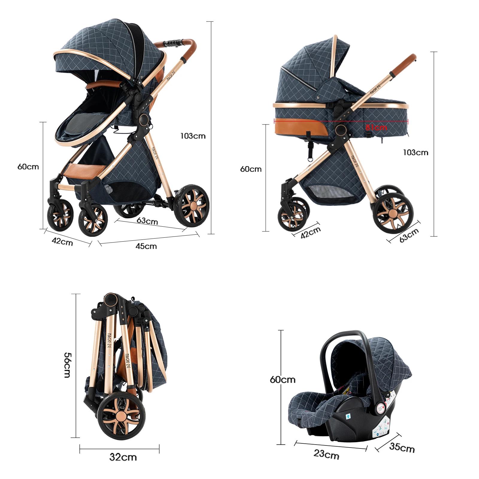 Landau pliable ultraléger de naissance, ensemble de voyage léger 3 en 1 pour poussette pour bébé, Bu