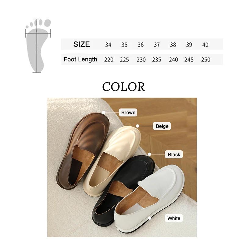 Mocassins ronds en cuir véritable pour femmes, chaussures à enfiler à un pied, chaussures plates sou