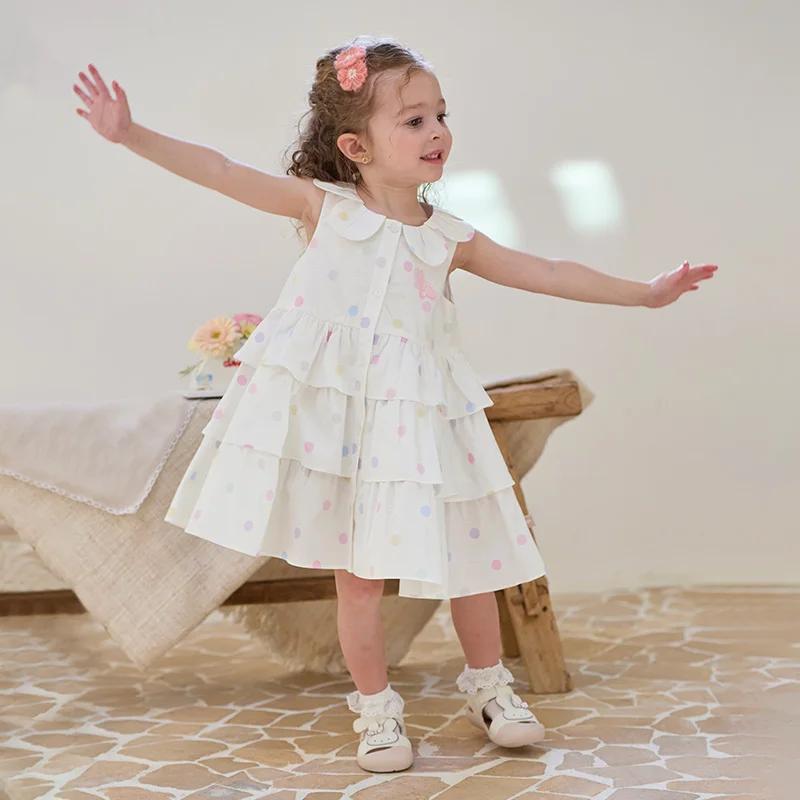 Dave Bella robes pour enfants printemps automne filles jupe sans manches coton doux vêtements d'exté
