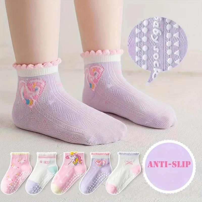 Chaussettes filles licorne antidérapantes - Double maille confortable pour enfants 1-12 ans - Collection bébé