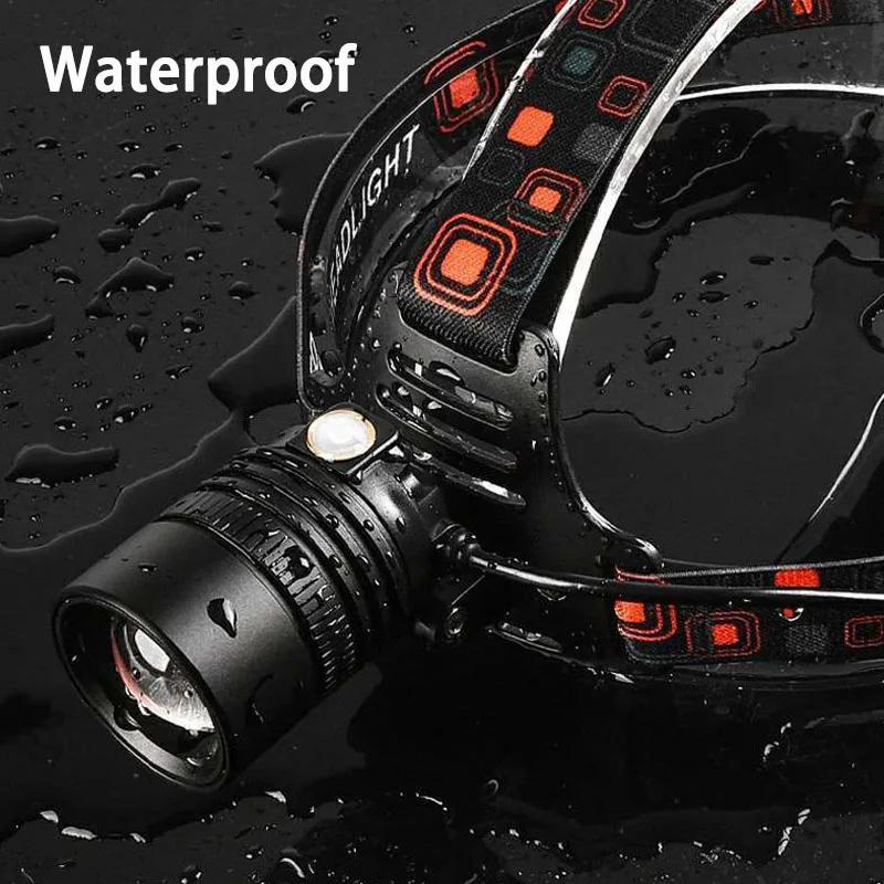 Lampe frontale LED puissante en alliage d'aluminium, haute luminosité, Rechargeable, pour Camping, r