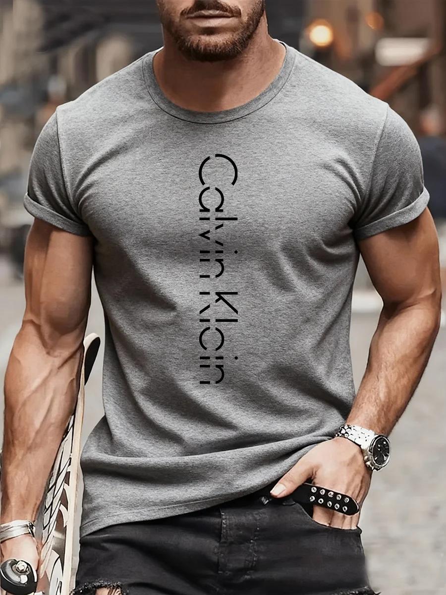 T-shirt à manches courtes et col rond pour hommes, marque luxueuse, à la mode, avec lettres de dessi