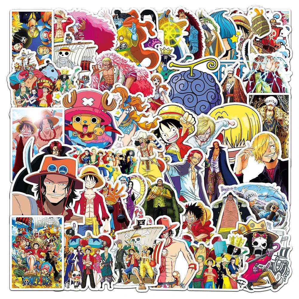 50 pièces une pièce Luffy autocollants Anime décalcomanies jouets bricolage cahier moto Skateboard t