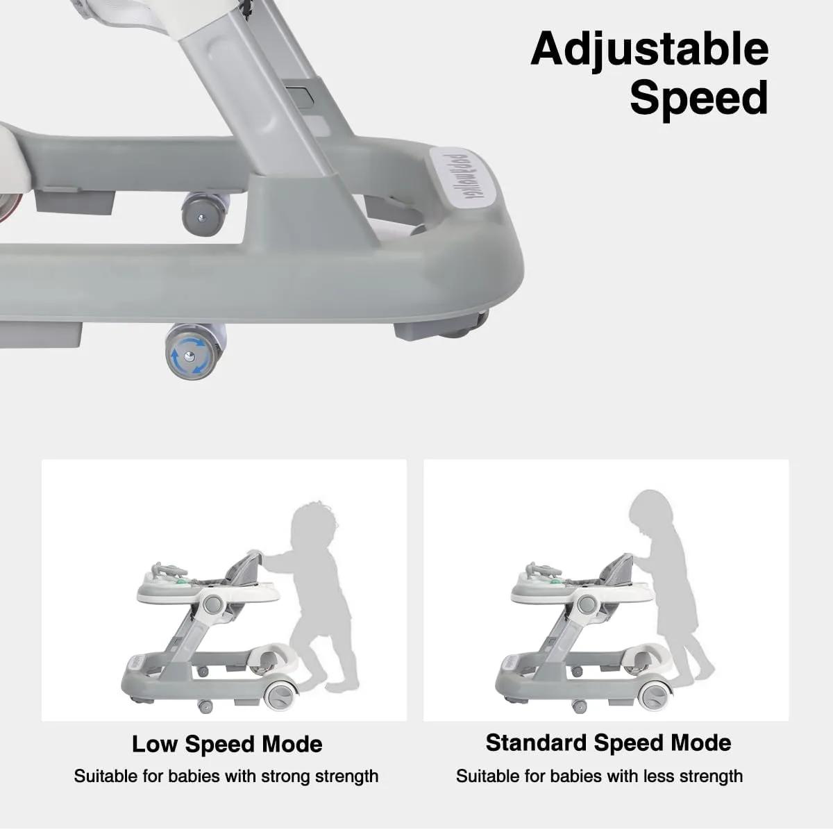 Trotteur 2 en 1 pour bébé, trotteur pour tout-petits avec plateau d'alimentation amovible et plateau