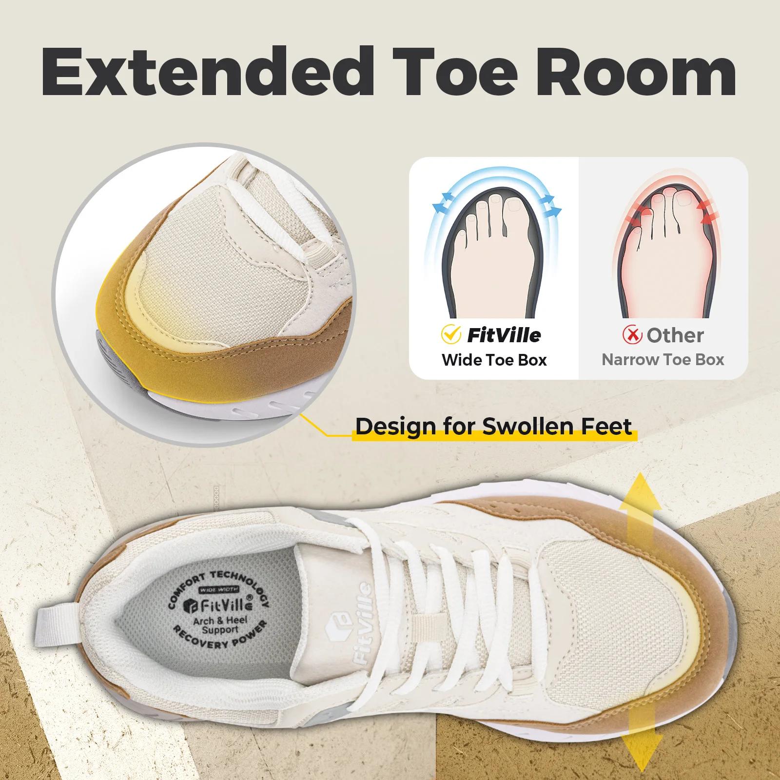 Fittington chaussures de marche Extra larges femmes chaussures respirantes large largeur baskets d'e