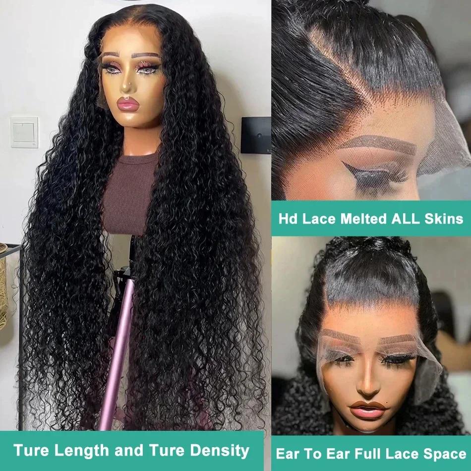 Perruque Lace Front Wig Naturelle Bouclée, Cheveux Humains, 4x4, 13x4, 13x6, Transparent HD, Deep Wa