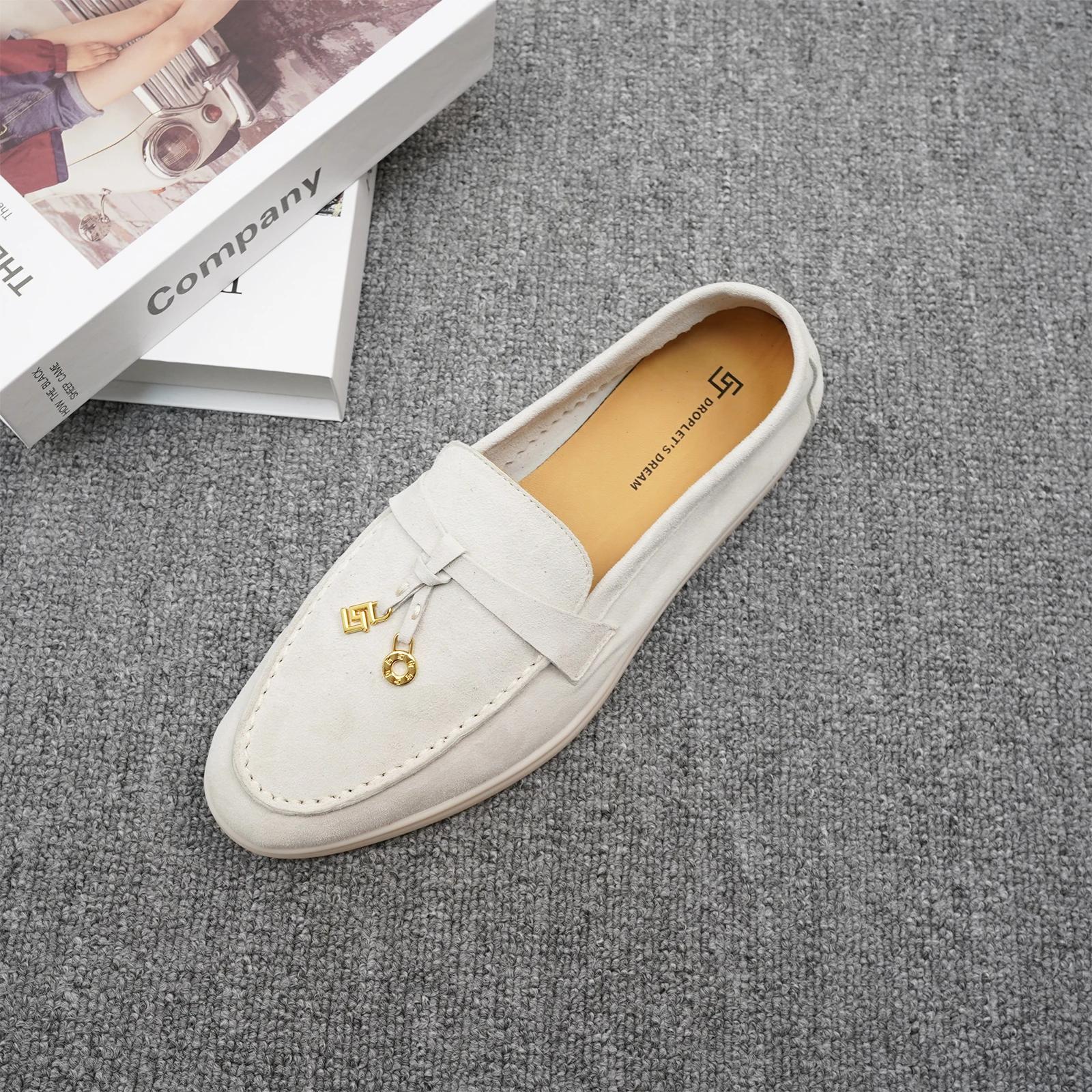Chaussures décontractées de luxe à tête ronde pour femmes, surface en cachemire, chaussures de condu
