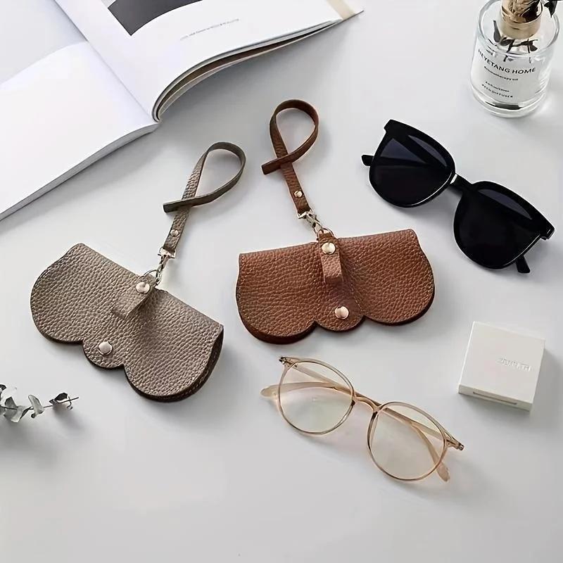 Housse de lunettes en relief Litchi, jolie pochette suspendue en cuir PU pour lunettes de soleil, sa