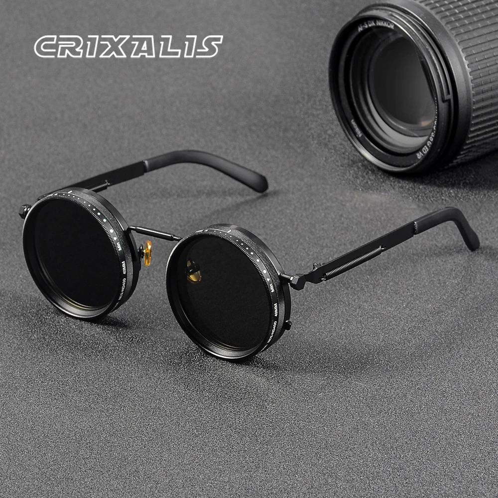 CRIXALIS lunettes de soleil rondes polarisées ND9 gradation réglable hommes femmes rétro Punk hommes
