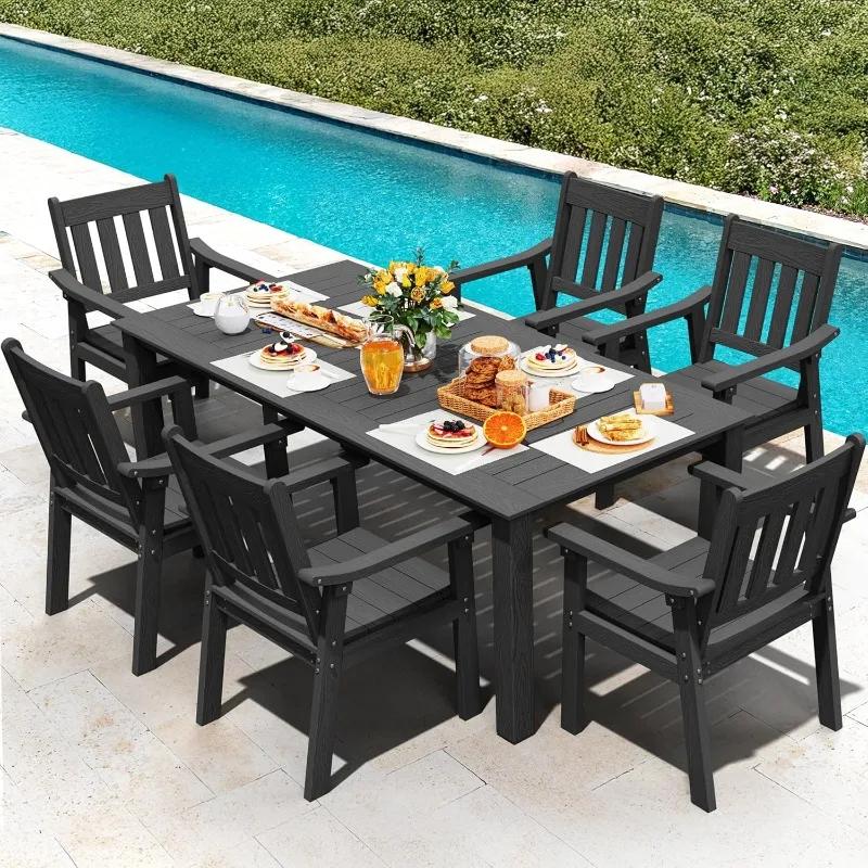 Ensemble de table de patio HIPS : table et chaises d'extérieur 7 pièces, ensemble de meubles de sall