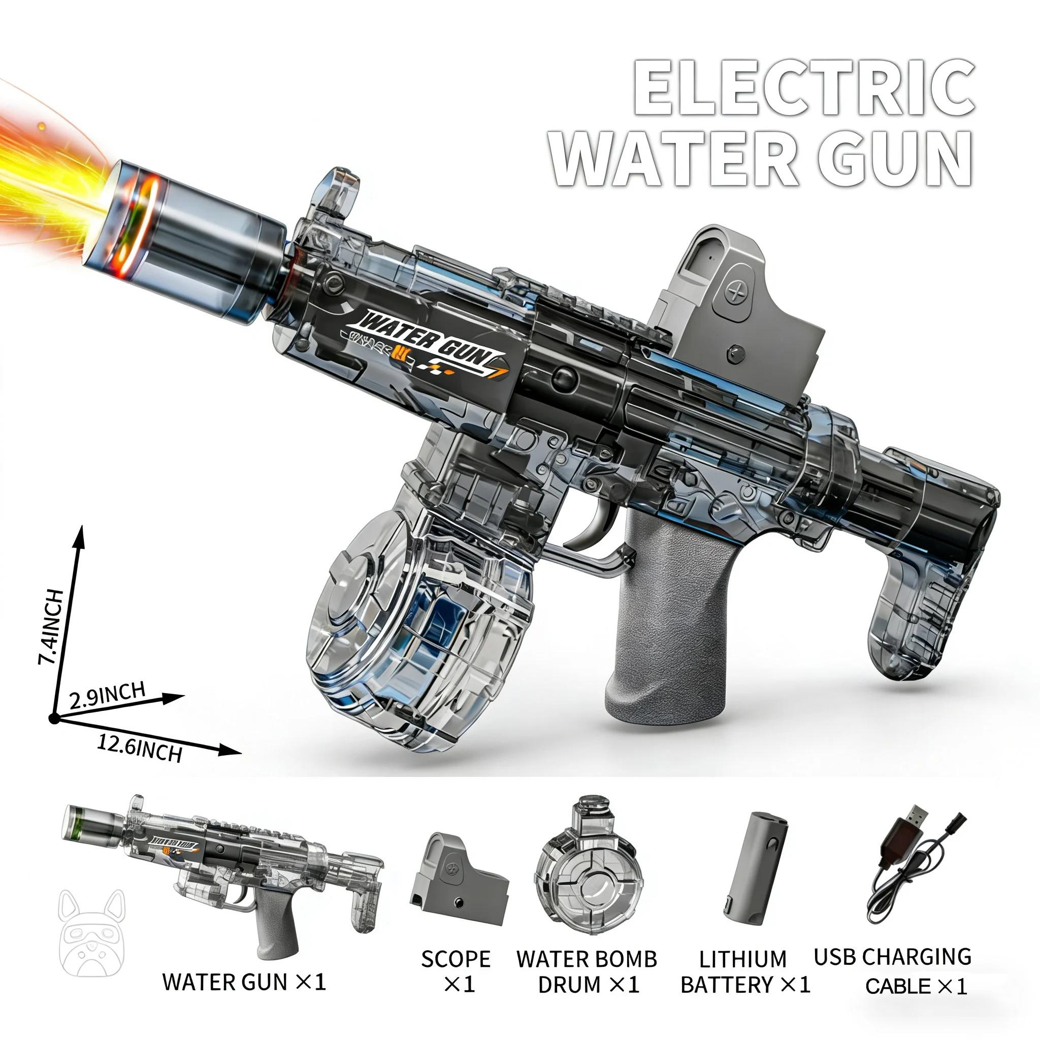 Pistolet à eau électrique à simulation de tir et de recul, jouet pour enfants avec capteur automatiq