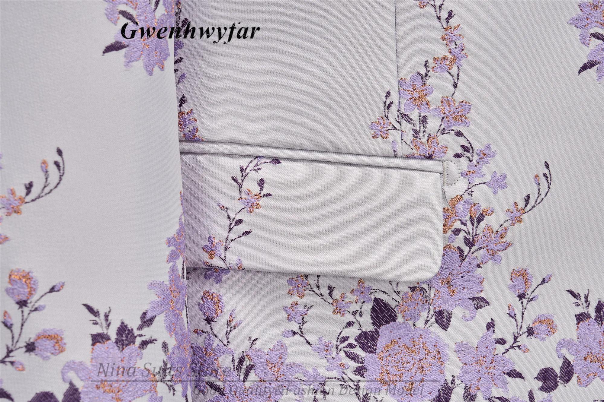 Costume Homme G&N Nouvelle Série 2026 – Blazer et Smoking 3 Pièces à Motif Floral Lilas Magnifique –