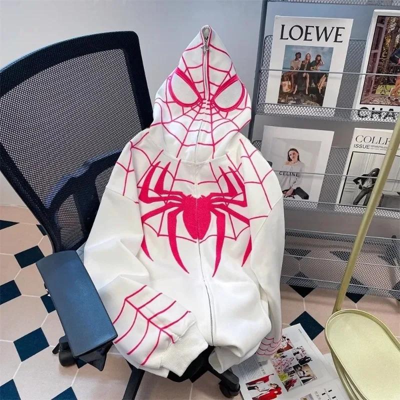 Sweat à capuche floqué Spider pour hommes et femmes, sweat à capuche Hip Hop, manteau à capuche, fer