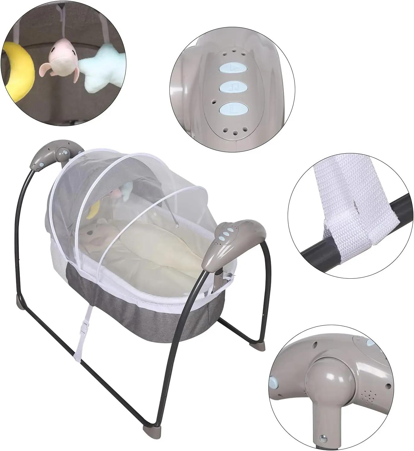 Berceau à bascule électrique pour bébé, balançoire automatique pour nourrisson avec télécommande, tr