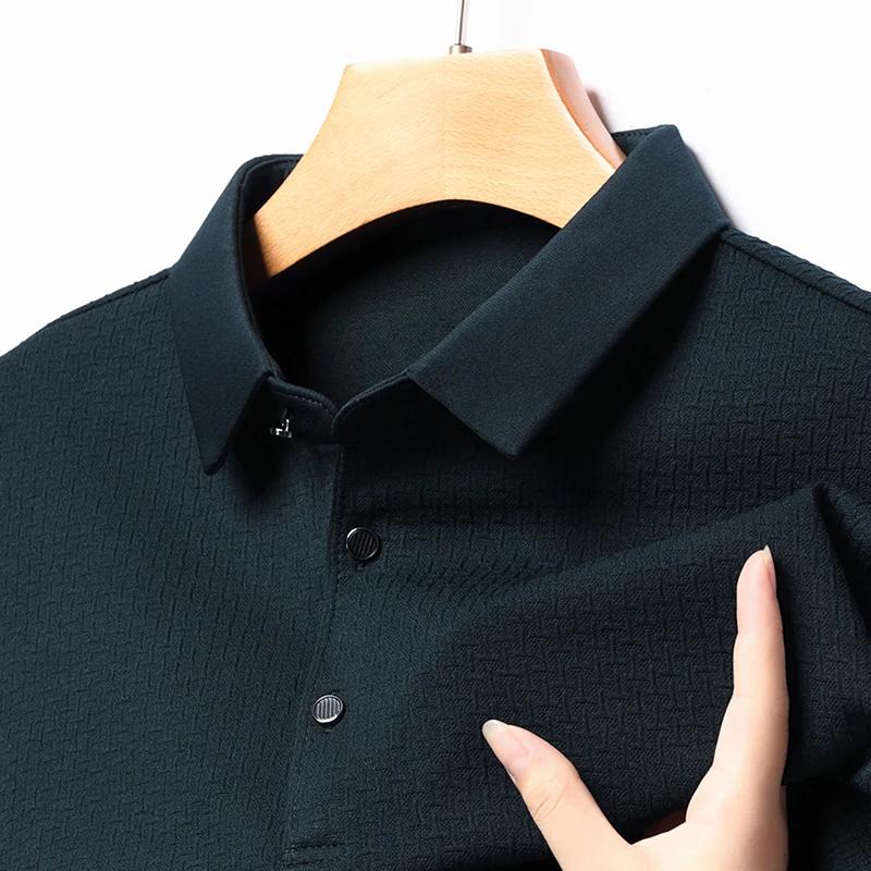 Polo ajouré à manches longues pour hommes, T-Shirt respirant à la mode d'affaires, T-Shirt de Golf p