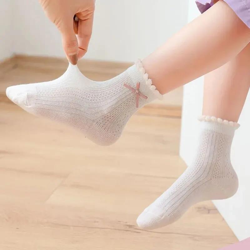 5 paires/lot mignon enfants chaussettes pour filles garçons coton solide princesse enfants chaussett