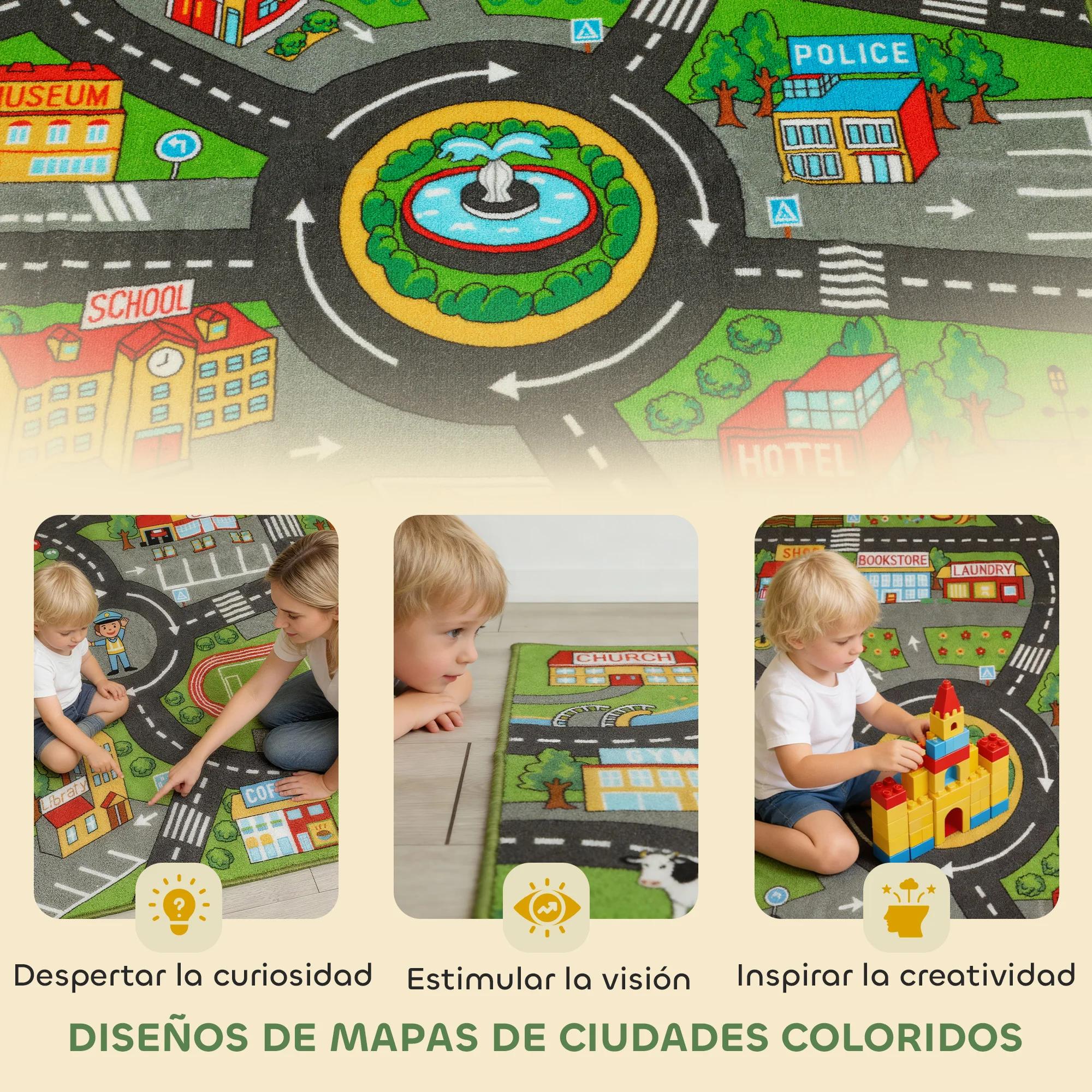 Tapis pour enfants Aiyaplay, tapis éducatif antidérapant pour ramper et jouer avec des voitures
