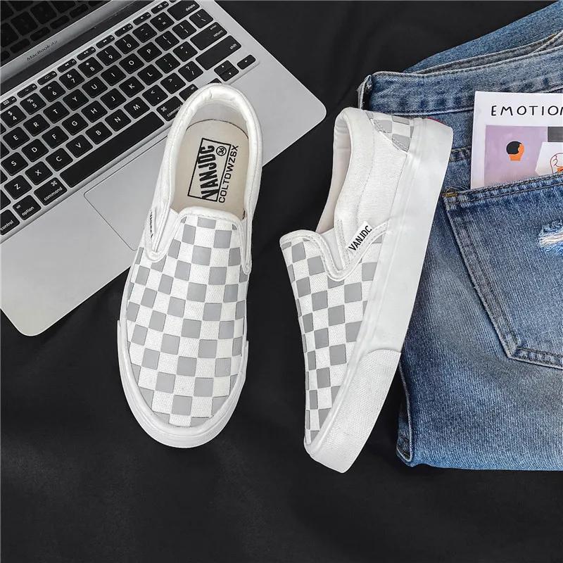 Adulte printemps automne toile chaussures un pied sans lacet chaussures Version coréenne étudiant bl